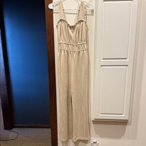 Mystree Cream Jumpsuit with Elegant Detailing